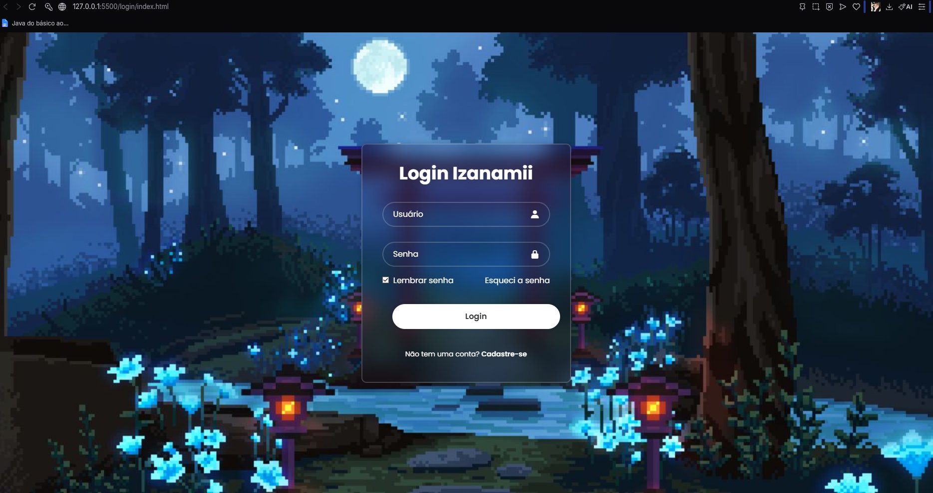 Tela de Login Izanamii